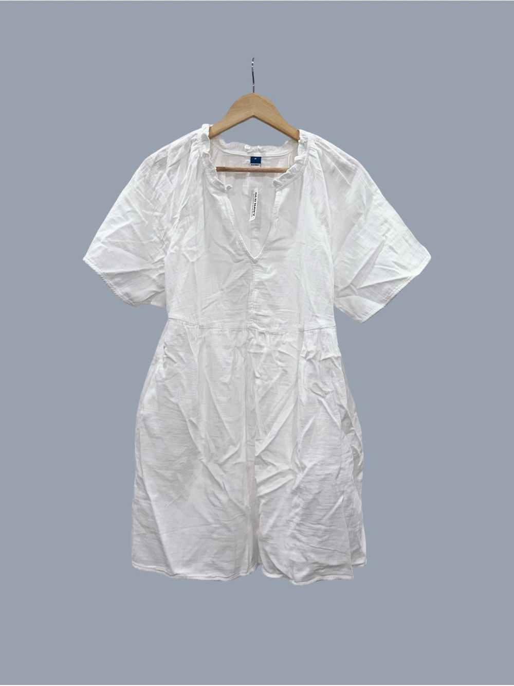 Old Navy White 100% Cotton Mini Dress Size Medium Peasant Cottagecore Boho - Picture 2 of 10